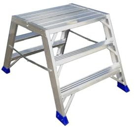 Svelt Sgabello Doppio Professionale Alluminio 3 Gradini Antiscivolo | Piattaforma Maxi 52x70 cm | Portata 150 kg | Certificato UNI EN 14183 | Altezza Lavoro 260 cm