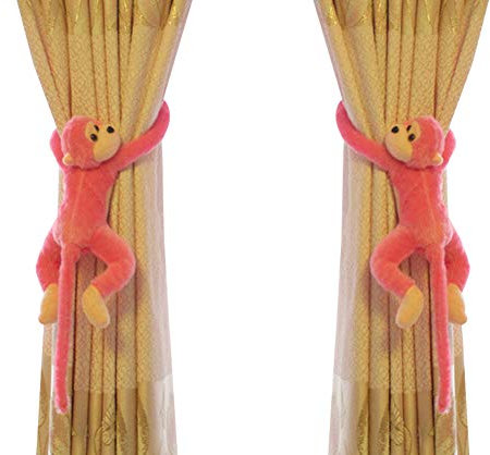 iEasey 1 par de alzapaños de cortina de mono suave felpa animal cortina clips ganchos niños dormitorio cortina decorativa ventana alzapaños bebé selva dormitorio accesorios decoración hogar