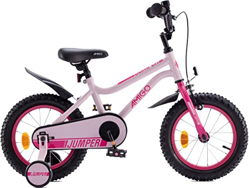 RV-Parts 14 Zoll Kinderfahrrad BMX Fahrrad für Jungen und Mädchen Stützrädern Jumper Pink