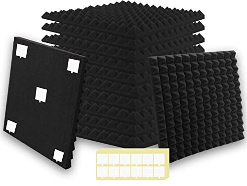 SK Studio Paneles de Espuma Acústica 12 Piezas, Insonorizacion acustica pared 30 x 30 x 2,5 cm Paneles Acústicos para Estudios, Estudios de Grabación, Oficinas, Sala Acústica Negro