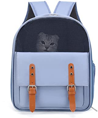 PETCUTE Hunderucksack bis 8kg,Haustier Hunde Katzen Rucksack mit Innerer Sicherheitsleine,Atmungsaktive Katzenrucksack Große Katzen mit Fenster,Abnehmbare Matte,für Hunde Katzen Haustiere