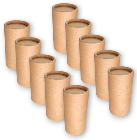 VanEco - Leer Hülsen & Tiegel aus Kraftpapier für Lippenstift, Deo, Salbe - Lippenpflege + Creme selber machen - Set Hülse & Dose aus Pappe Mix für nachhaltige DIY Naturkosmetik (10x40ml Deo)