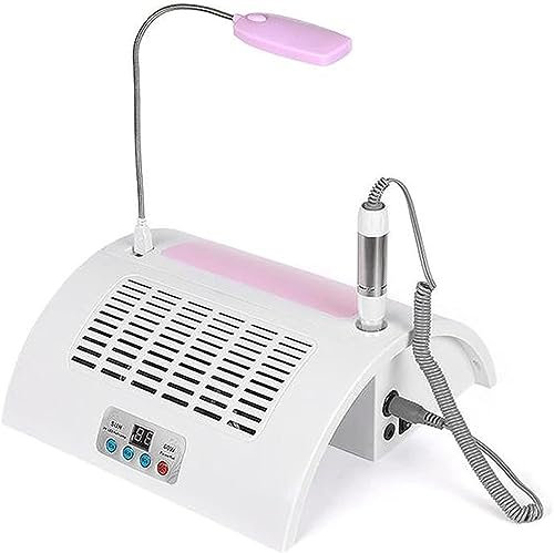 XARONF Nail Art Drill Aspirateur Sèche-Ongles, Ponceuse À Ongles Multifonctionnelle 60w, avec Lumière Et Oreiller De Repose-Mains, Équipement De Nail Art, for Le Salon Et La Maison