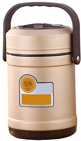 ANSNOW Contenitore per Cibi Caldi Edi, Contenitori per Pranzo Al Sacco a Bocca Larga, Impilabili, a Prova Di Perdite, in Acciaio Inossidabile, per Uomo e Donna, per Campeggio da Picnic/Oro/2 Litri