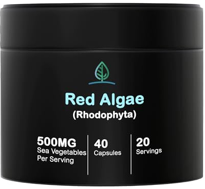 Holistic Bin Red Marine Algae Capsules Gigartina and Dumontiacea Red Algae Supplements | Gluten Free, Vegan, Wild Harvested | Rich in Vegan Omega 3 (40 Capsules)
