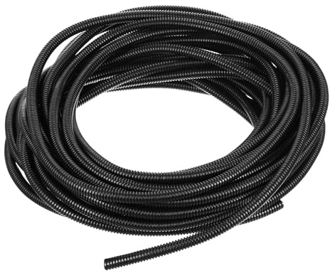 sourcing map 1/4 Inch x 50 Ft Split Wire Loom Tubing, Guard Convoluted Flex, Protective Split Cable Conduit, Flexible Wire Protector Tubing, Electrical Cord Cover,Black