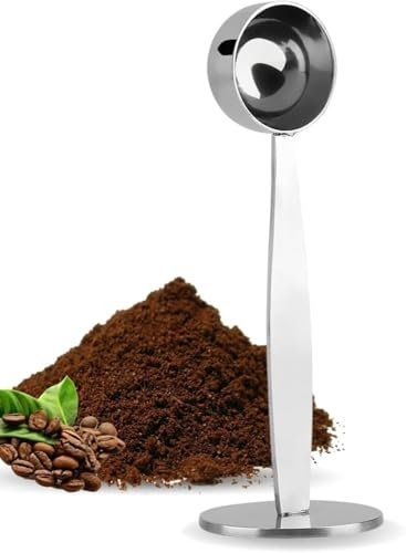 Hominas 2 in 1 Kaffeelöffel und Tamper, Edelstahl Kaffeeschaufel Dosierlöffel Kaffee Espressostempel Mehrzwecklöffel für Gemahlenen Kaffee, Espresso, Kaffeebohnen