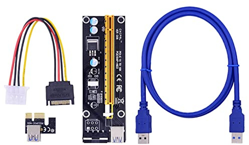 VELORE 100 unidades VER006S PCI-E 1X a 16X Riser Card Extender 60CM USB 3.0 Cable/SATA a 4Pin Cable de alimentación para tarjeta gráfica de video (1 m)