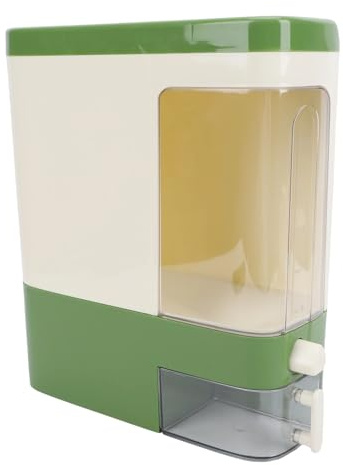 Luqeeg Dispensador de Arroz a Prueba de Humedad, Cubo Dispensador de Cereales Grande, Recipiente para Almacenar Arroz Tipo Prensa con Taza para Despensa de la Cocina Soja (GREEN)