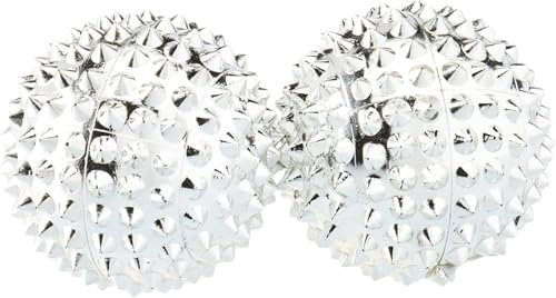 CHI-ENTERPRISE - zwei magnetische Massagebälle - klein | Faszienbälle zur selbsttherapeutischen Akupressur Behandlung | Inhalt: 2 Igelbälle in silber, je 32 mm Durchmesser & 228 Akupressurnadeln