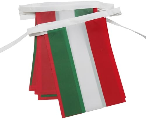 AZ FLAG Wimpelkette Ungarn 6 m 20 Flaggen Leichtes Polyester 21x15 cm | Für innen und außen Ungarische Flaggenkette Magyarország Flaggen auf verstärktem Band vernäht
