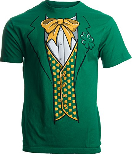 Ann Arbor T-shirt Co. Leprechaun Tuxedo | Funny St. Patrick's Day Irish Paddy Costume for Adult Men T-Shirt - Green, Medium