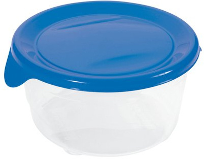 CURVER Boîte Fresh'n Go Carrée 0,50L - Boîte de Conservation Alimentaire Transparente- Adaptée au Micro-Ondes, Lave- Vaisselle, Congélateur - Bleu