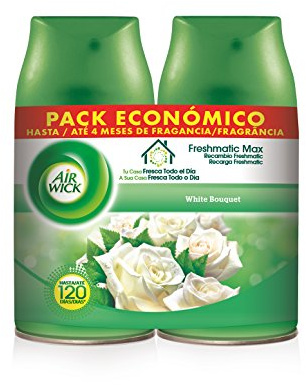 Air Wick Freshmatic MAX Ambientador de Recambio Duplo White Bouquet - Pack de 2 x 250 ml - Total: 500 ml