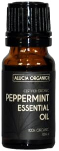 Alucia Organics Zertifiziertes Organisches Ätherisches Öl 10ml - Rein, natürlich, vegan, unverdünnt – zur Verwendung in Aromatherapie, Massagemischungen und Diffusoren (Pfefferminze)