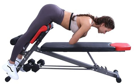 Panca multifunzione per allenamento completo del corpo, per iperestensioni lombari e sedia romana, panca regolabile per addominali/sit up, panca declinata, panca piana