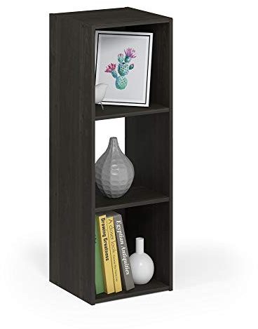 Furinno PELLI Book Shelf, 3x1 Bookshelf, Cube Storage Organizer Cabinet, 11.6 x 12.2 x 35.9, for Living Room, Bedroom, Home Office, Espresso