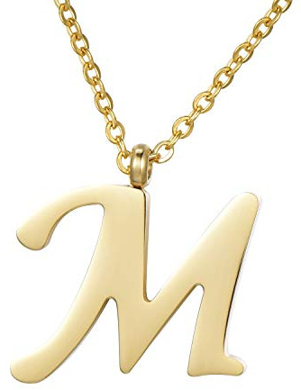 Morella Damen Halskette mit Buchstaben Anhänger Edelstahl Gold in Schmuckbeutel
