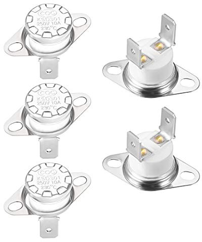 sourcing map 5Stk Temperaturschalter Thermostat Normalerweise offen 230°C | 10A, N.C, 6,3mm Pin