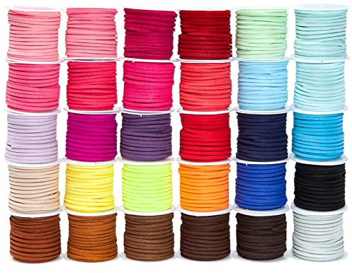 Bright Creations - Cordoncino in finta pelle scamosciata (confezione da 30), 30 colori