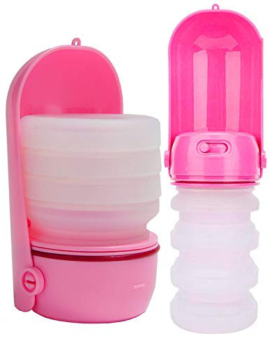 Bouteille D'eau Pliable Portable Pour Chien, 350 Ml De Bouteille D'eau De Voyage En Silicone Étanche Pour Chien, Distributeur D'eau Potable Pour Animaux De Compagnie, Tasse De Boisson Pour Chien,Rose