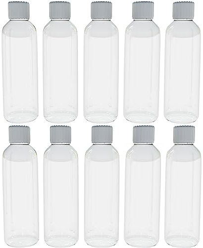AME Bespoke Multi Pack of 10 Plastic Bottles with Screw Lids 100ml Bottles ideal for Travel - 10 Clear PET plastic bottles and 10 white screw Lids included per pack