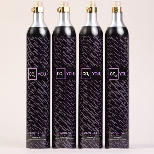 CO2YOU Gas Cylinders 60 L (Screw-In Type) – 4-Pack Value Bundle for Home Carbonators and Soda Makers – Great for Regular Use or Families – Check Compatible Models Below