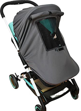 AuPwer Sonnensegel Kinderwagen - Sonnenschutz für Kinderwagen - UV Schutz für Buggy & Stroller,Grau