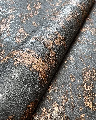 NEWROOM Tapete Anthrazit Vliestapete Beton - Betontapete Industrial Blau Kupfer Zement Putz Loft inkl. Tapezier-Ratgeber