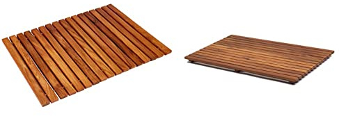 AsinoX TEK4H4060 Duschmatte aus Teakholz, rollbar, 40 X 60 cm & TEK4A50100 Duschmatte aus Teakholz, Rechteck, 100 cm