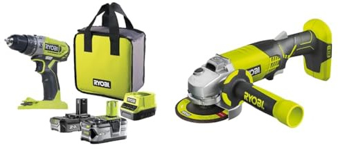 RYOBI - Duo perceuse percussion & meuleuse 115mm sans fils 18Volt ONE+ avec batterie 2 & 4Ah