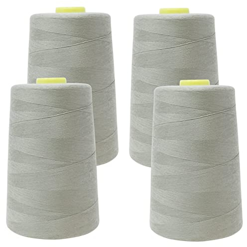Overlockgarn für Overlock Nähmaschinen - 5000 yard = ca. 4570 m pro Kone - Garnstärke 40/2 aus 100% Polyester (Eukalyptus, 4 Konen)