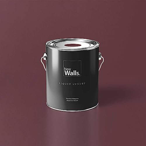 New Walls Premium Wandfarbe Rot, Bordeauxrot Liquid Luxury Dispersionsfarbe für Innenräume – 5 L