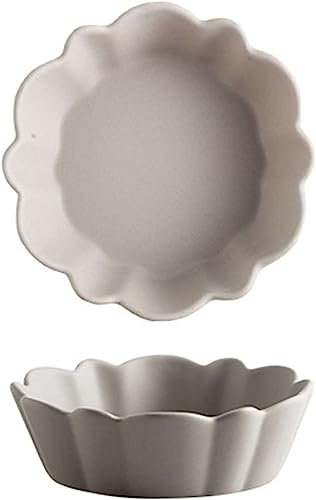 piatti di ceramica, Piatto fondo,piatto piano,tazza da zuppa,piatto da forno rotondo piccolo set di 2, teglia for torta in ceramica colorata, piatto for torta rotondo, stoviglie color Morandi-grigio-1