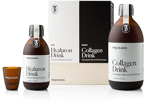 PROCEANIS Hyaluron & Marine Collagen Premium Beauty Drink hochdosiert für natürlich schöne Haut (20 Tage Trinkkur) - Hyaluron Drink für den Tag & Kollagen Drink für die Nacht