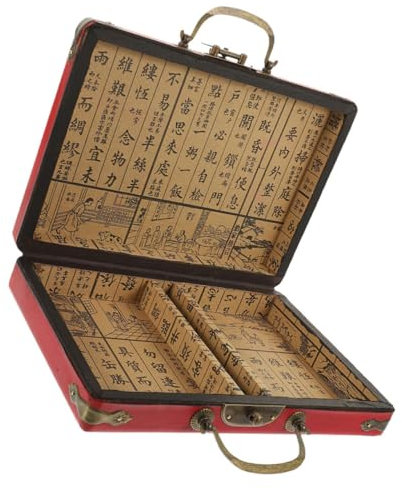 SAFIGLE Praktische Mahjong Aufbewahrungsbox Mit Großem Fassungsvermögen Stabiles Holzmaterial Dicht Verschließbar Und Tragbar Für Reisen Outdoor Und Aufbewahrung Von Mahjong Und Kleinutens