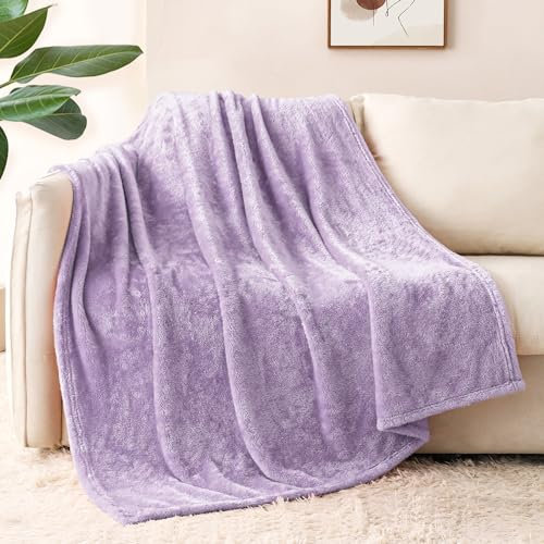 Whale Flotilla Fleece Throw Blanket for Bed, 130x180 CM Soft Fluffy Lilac Blanket, Large Thick Plush Sofa Throw for All Season