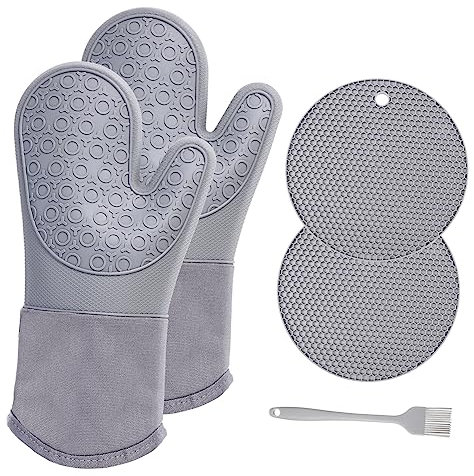 MAGICLULU Guanti Da Forno Resistenti Al Calore Per Barbecue Accessori Cucina Cottura Forno Tappetini in Silicone Pennello Olio