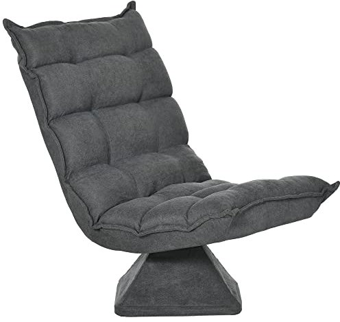 HOMCOM Bodenstuhl Bodensofa mit Verstellbarer Rückenlehne, drehbarer Meditationsstuhl mit Sockel, Lazy Sofa, gepolstert Relaxsessel für Büro, Wohnzimmer, Grau