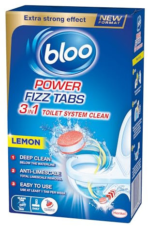 Bloo Power Fizz Tabs Anti-Limescale Drain Deep Toilet Cleaning Lemon, 8 x 22.5g
