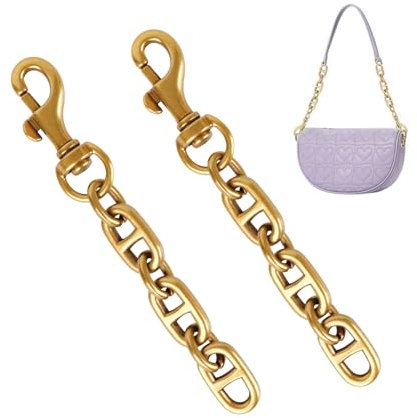 FRUHLING 2 Stück Taschen Verlängerungsketten 120 mm Antik Goldene Geldbörsen Kettenriemen Kurze Metallkette DIY Taschenkette mit Drehbare Karabinerhaken für Handtaschen Umhängetasche Geldbörse