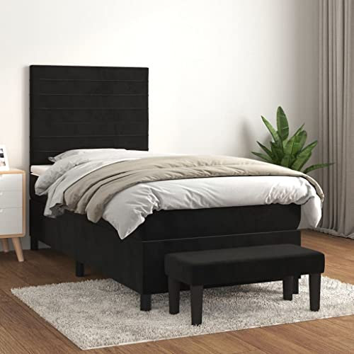 ZQQLVOO Betten, bettrahmen & lattenroste Schrankbett Polster kopfteil Boxspringbett mit Matratze Schwarz 80x200 cm Samt