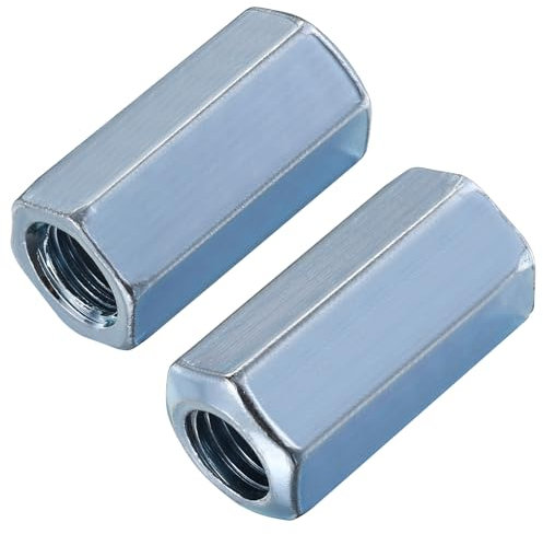 Wensilon(10 pcs) 5/8-11 Coupling Nuts zinc, Extended Hexagon Plated Steel Rod Coupling Nuts
