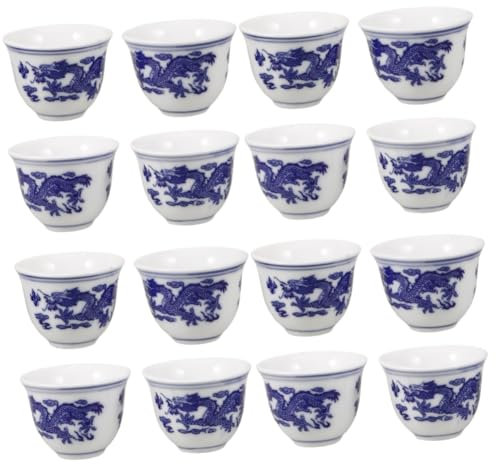 Cabilock 16 Pièces bol à thé coupe à vin décorative tasse à thé vintage tasses à thé japonaises gobelet verre à liqueur tasse à thé soupière classique tasses à thé chinoises en céramique