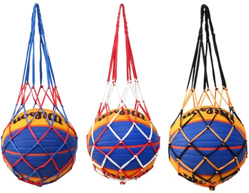 VYIBPDY 3 Stück Ballnetz Net Tasche Bälle Für Bällebad Tragbare Ballnetz Sports Ball Ballnetz für Fußball, Basketball Ballnetz 1 Ball Hoher Dicke Haltegriffe