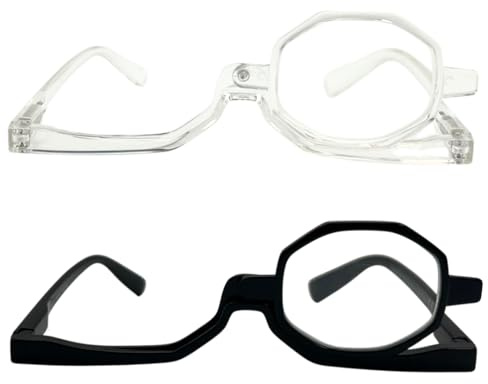 MIYUI JAPAN 2 Pairs Makeup Reading Glasses Magnifying Make up Spectacles Flip Down Cosmetic Womens Reading Glasses 2.5