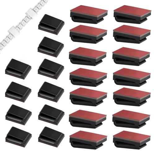 80 pezzi Clip per cavi autoadesive per la gestione dei cavi, morsetti per fissare luci a LED (Nero,10 mm)