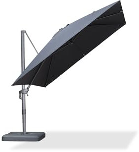PURPLE LEAF 2.5 X 2.5 M Patio Cantilever Parasol Eco-Friendly Acrylic Imitation Fabric Umbrella Outdoor Offset Umbrella with 360-degree Rotation for Garden Deck Pool Patio, Dark Grey
