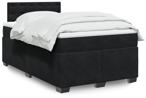 qohoio Boxspringbett mit Matratze Schwarz 120x200 cm Bett Boxspringbett Schlafzimmer MöBel Betten Bett Mit Matratze Samt - 3286296