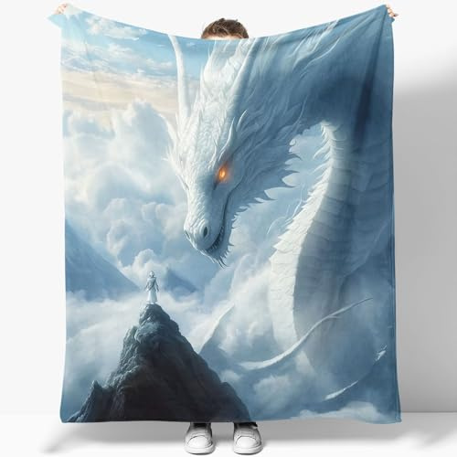 3D Druck Fleecedecke Fantasy-Stil Wolken Drachen Flanelldecke Kuscheldecke Weiß Weiche Warm Flauschige Decke TV Decke Sofadecke Wohndecke Tagesdecke Kinderdecken 180 x 220 cm